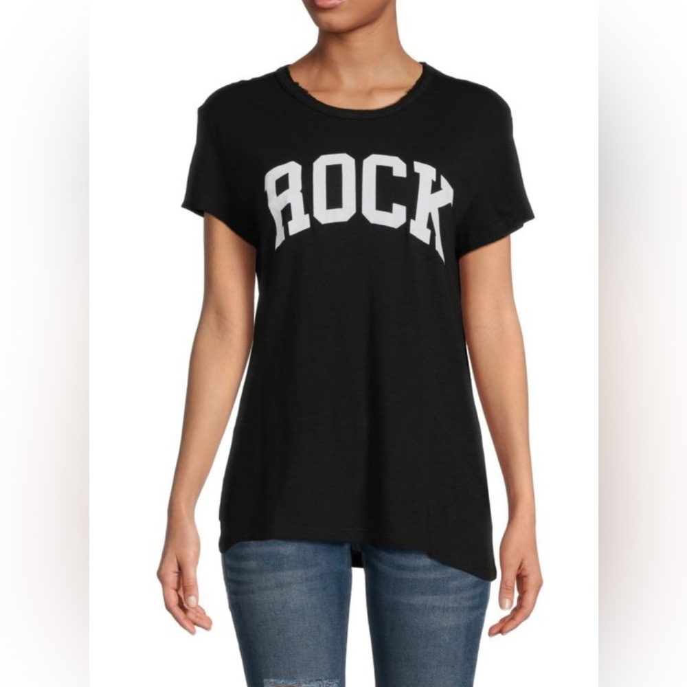 Zadig & Voltaire Black Tee with White 'Rock' Print NWT-Large - Picture 2 of 10